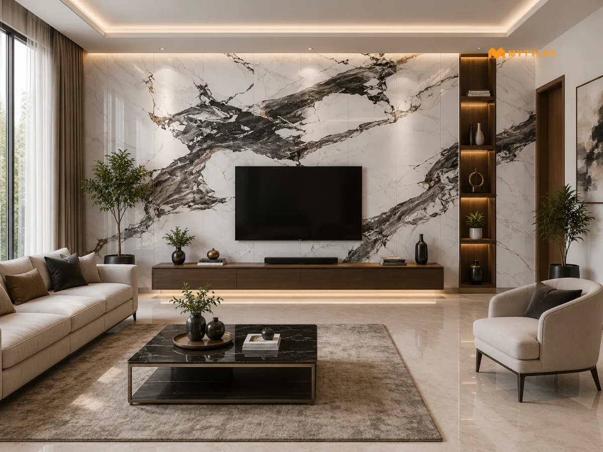 Panda White Marble Wall Tiles in Living Room